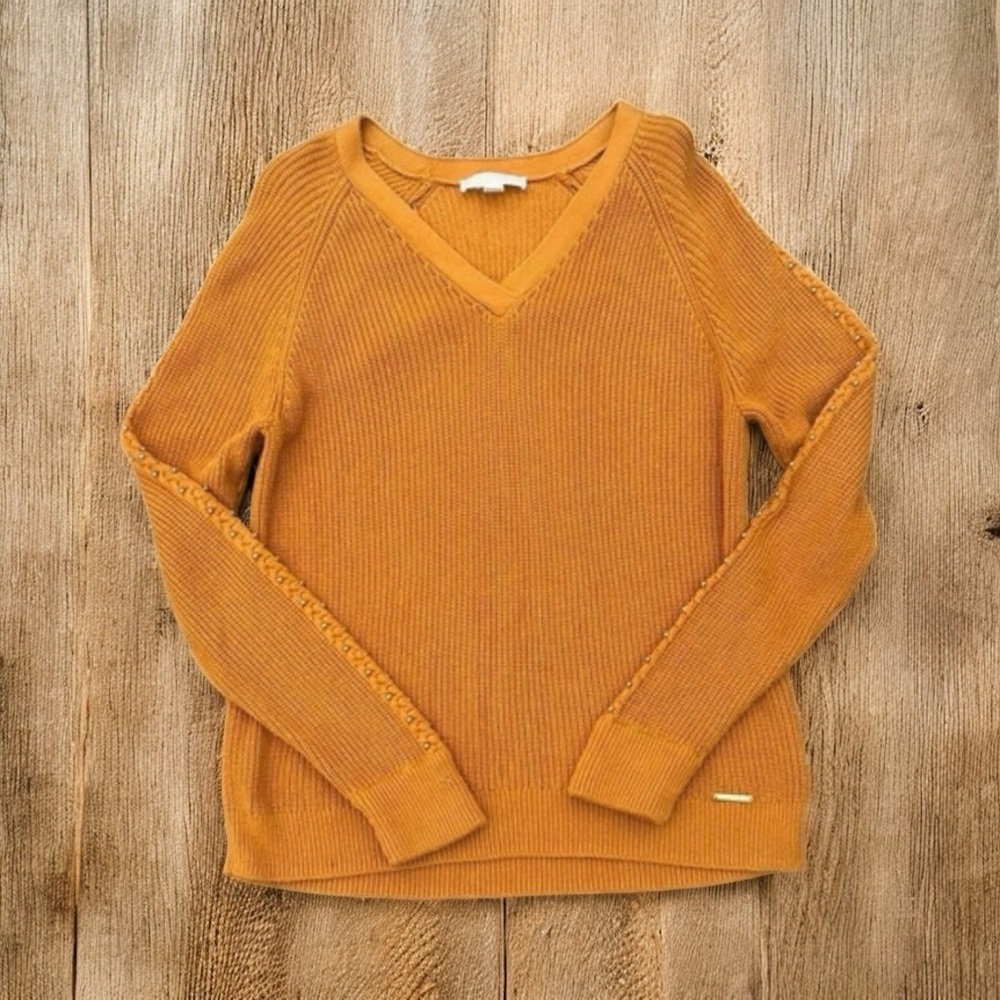 Michael Kors V-Neck Sweater in Rich Mustard